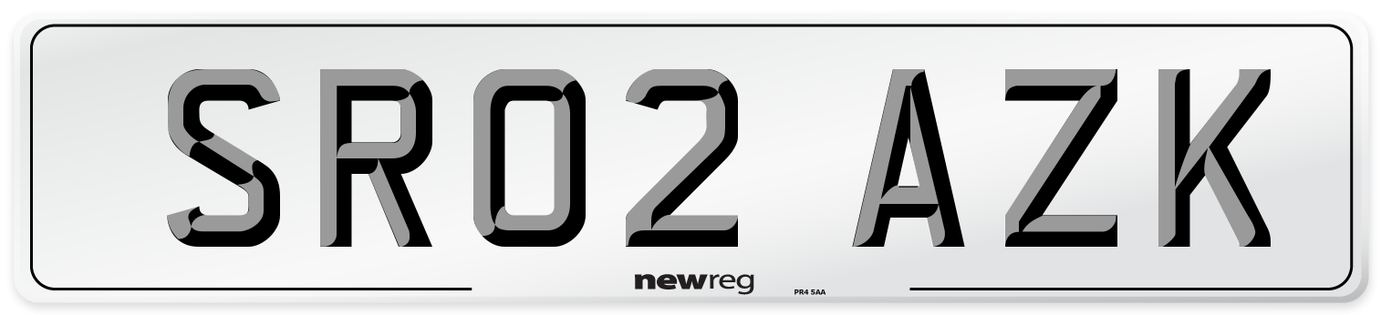 SR02 AZK Number Plate from New Reg